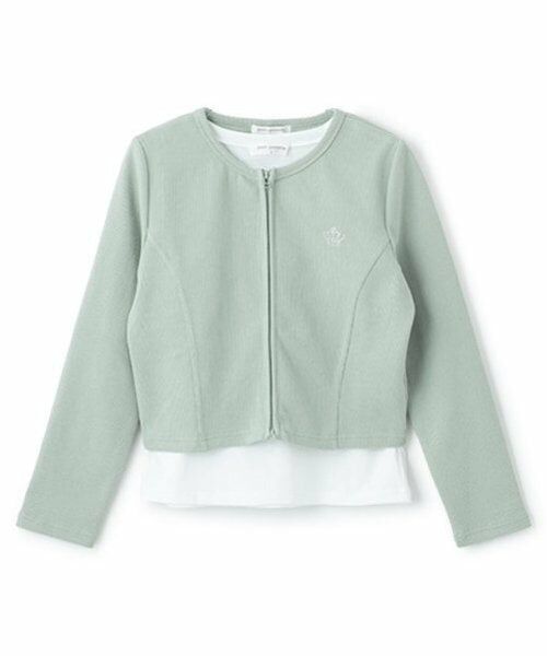 pom ponette junior / ポンポネット ジュニア カーディガン・ボレロ | ノーカラーZIPカーデTシャツセット | 詳細15