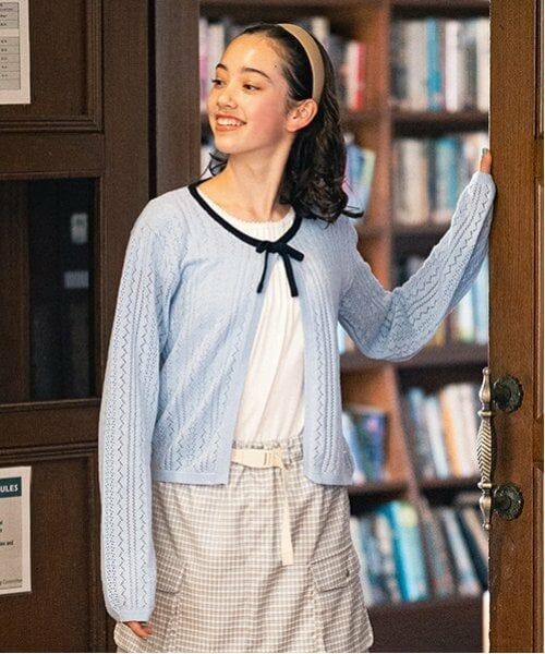 pom ponette junior / ポンポネット ジュニア カーディガン・ボレロ | 透かし編みカーデ＋Tブラウスセット | 詳細4