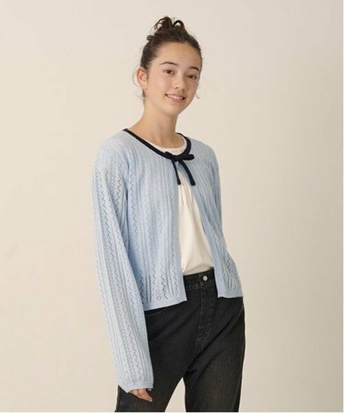 pom ponette junior / ポンポネット ジュニア カーディガン・ボレロ | 透かし編みカーデ＋Tブラウスセット | 詳細6