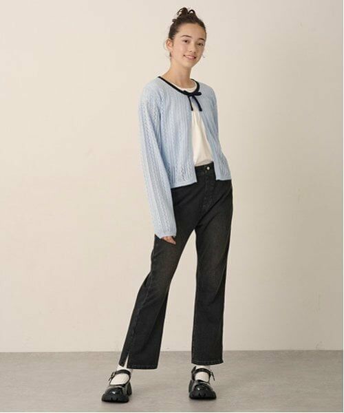 pom ponette junior / ポンポネット ジュニア カーディガン・ボレロ | 透かし編みカーデ＋Tブラウスセット | 詳細7