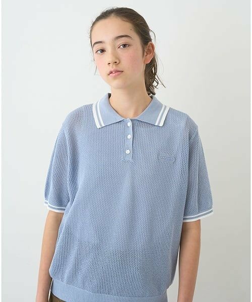 pom ponette junior / ポンポネット ジュニア ニット・セーター | メッシュ半袖ポロニット | 詳細1