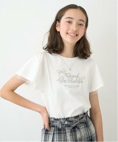 pom ponette junior / ポンポネット ジュニア Tシャツ | ネックレス風刺しゅうフレアスリーブTシャツ