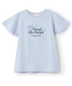 pom ponette junior / ポンポネット ジュニア Tシャツ | ネックレス風刺しゅうフレアスリーブTシャツ