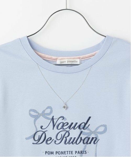 pom ponette junior / ポンポネット ジュニア Tシャツ | ネックレス風刺しゅうフレアスリーブTシャツ | 詳細4