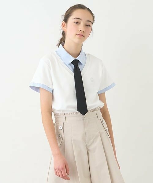 pom ponette junior / ポンポネット ジュニア シャツ・ブラウス | 【ニコ☆プチ掲載】ネクタイつきレイヤードトップス | 詳細2