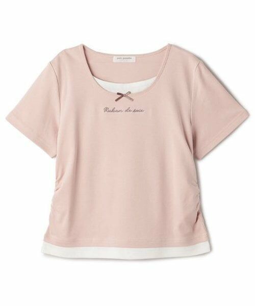 pom ponette junior / ポンポネット ジュニア Tシャツ | 【ニコ☆プチ掲載】フェイクレイヤードTシャツ（ライト ピンク）