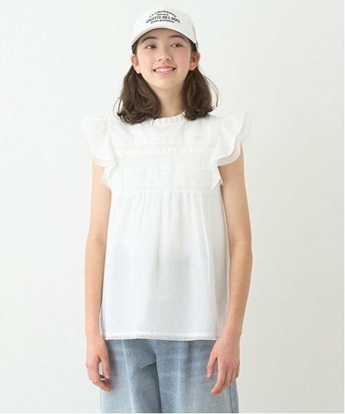 pom ponette junior / ポンポネット ジュニア シャツ・ブラウス | 【ニコ☆プチ掲載】フレアスリーブブラウス（白）