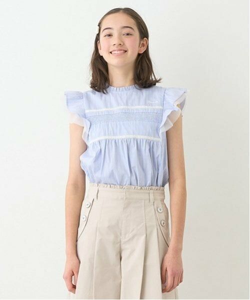 pom ponette junior / ポンポネット ジュニア シャツ・ブラウス | 【ニコ☆プチ掲載】フレアスリーブブラウス（ブルー）