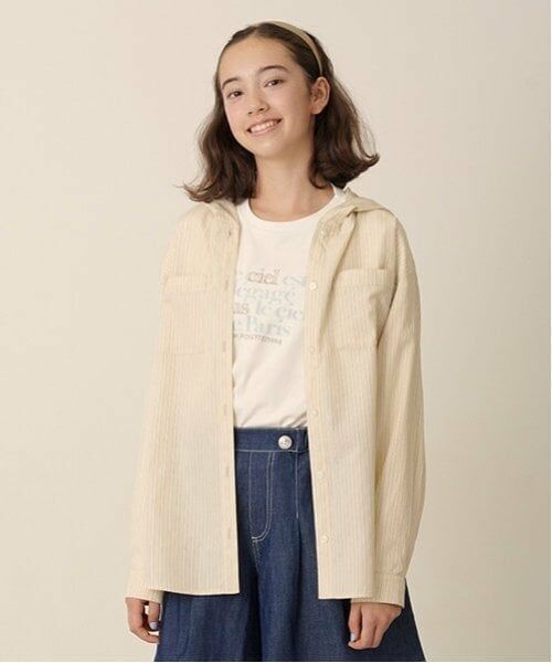 pom ponette junior / ポンポネット ジュニア シャツ・ブラウス | 長袖シャツパーカ＋ロンTセット（薄ベージュ）