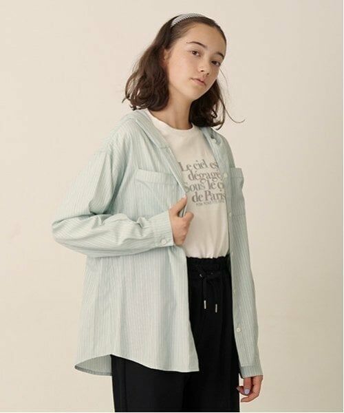 pom ponette junior / ポンポネット ジュニア シャツ・ブラウス | 長袖シャツパーカ＋ロンTセット（エメラルド グリーン）