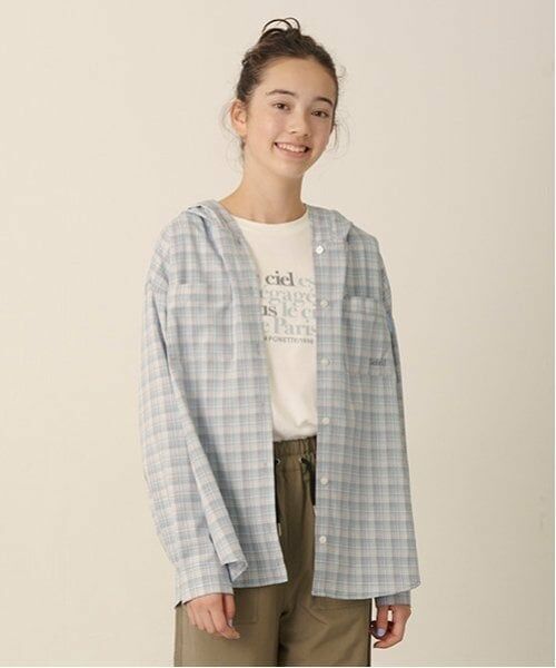 pom ponette junior / ポンポネット ジュニア シャツ・ブラウス | 長袖シャツパーカ＋ロンTセット（ブルー グレー）