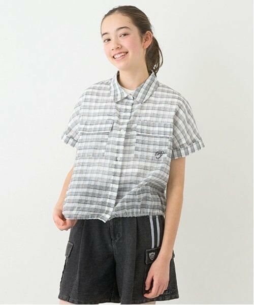 pom ponette junior / ポンポネット ジュニア シャツ・ブラウス | 【ニコ☆プチ掲載】シアーシャツ＋ロゴTシャツセット（黒）