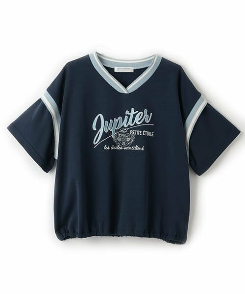 pom ponette junior / ポンポネット ジュニア Tシャツ | 【ニコ☆プチ掲載】リブラインTシャツ（紺）