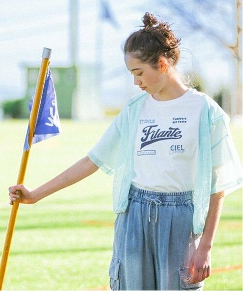 pom ponette junior / ポンポネット ジュニア Tシャツ | メッシュ半袖ロゴパーカTシャツセット（ライト グリーン）