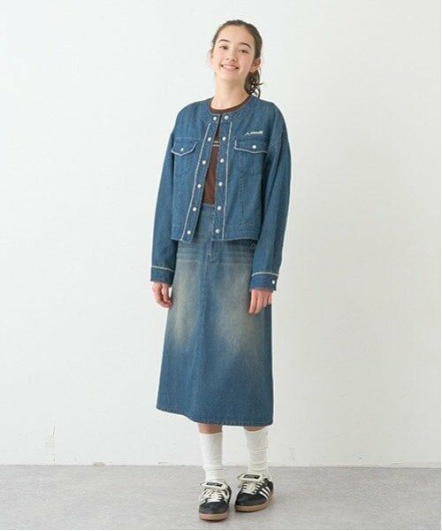 pom ponette junior / ポンポネット ジュニア ブルゾン | ノーカラーデニムジャケット | 詳細1