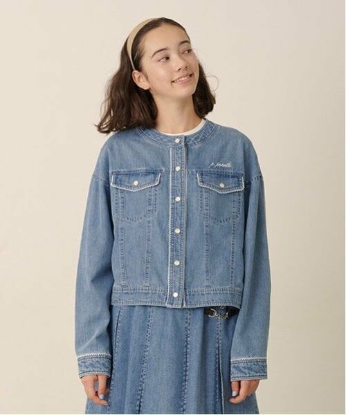 pom ponette junior / ポンポネット ジュニア ブルゾン | ノーカラーデニムジャケット | 詳細3