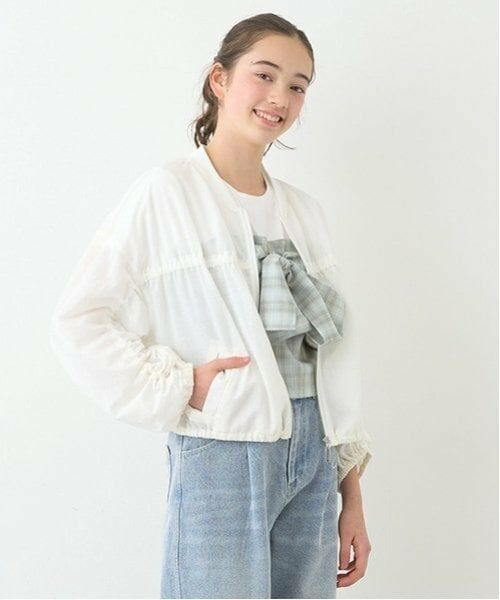 pom ponette junior / ポンポネット ジュニア ブルゾン | シアーZIPカットブルゾン（白）