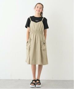 pom ponette junior / ポンポネット ジュニア ミニ丈・ひざ丈ワンピース | ギャザーキャミワンピース+Tシャツセット