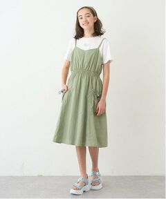 pom ponette junior / ポンポネット ジュニア ミニ丈・ひざ丈ワンピース | ギャザーキャミワンピース+Tシャツセット