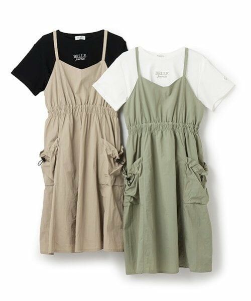 pom ponette junior / ポンポネット ジュニア ミニ丈・ひざ丈ワンピース | ギャザーキャミワンピース+Tシャツセット | 詳細15