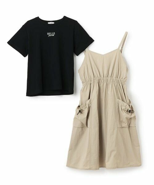 pom ponette junior / ポンポネット ジュニア ミニ丈・ひざ丈ワンピース | ギャザーキャミワンピース+Tシャツセット | 詳細2