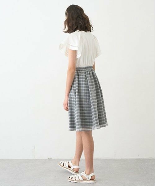 pom ponette junior / ポンポネット ジュニア ミニ丈・ひざ丈ワンピース | シアーチェックドッキングワンピース | 詳細1