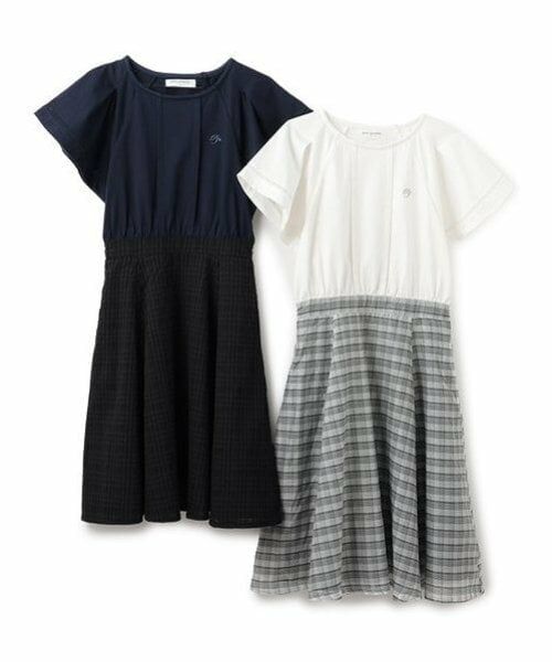 pom ponette junior / ポンポネット ジュニア ミニ丈・ひざ丈ワンピース | シアーチェックドッキングワンピース | 詳細2