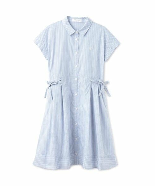 pom ponette junior / ポンポネット ジュニア ミニ丈・ひざ丈ワンピース | リボンシャツワンピース（ブルー）