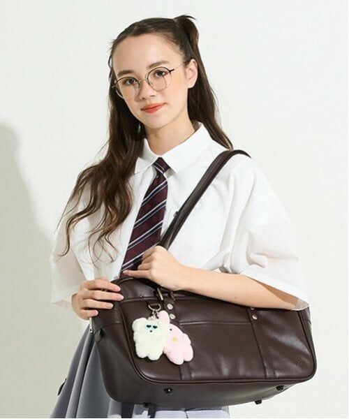 pom ponette junior / ポンポネット ジュニア ショルダーバッグ | 合皮スクールバッグ（コゲ茶）