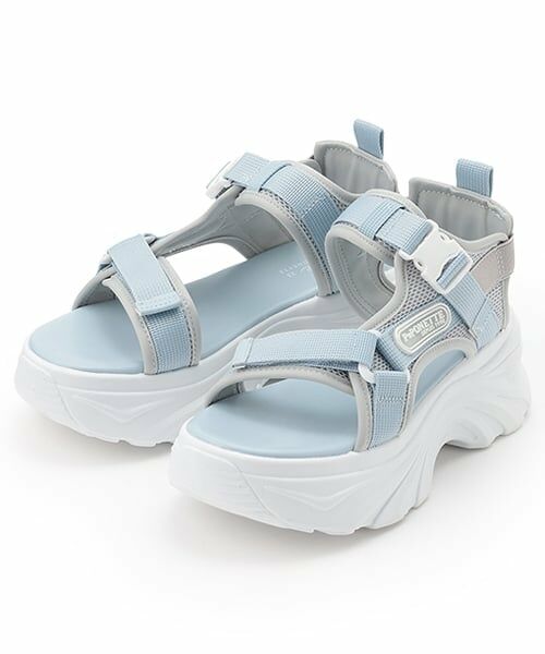 pom ponette junior / ポンポネット ジュニア サンダル | 厚底スポーツサンダル(ブルー グレー)