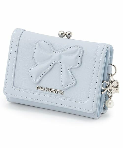pom ponette junior / ポンポネット ジュニア 財布・コインケース・マネークリップ | リボンモチーフウォレット（サックス）