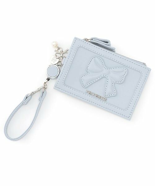 pom ponette junior / ポンポネット ジュニア カードケース・名刺入れ・定期入れ | リボンモチーフマルチパスケース（サックス）