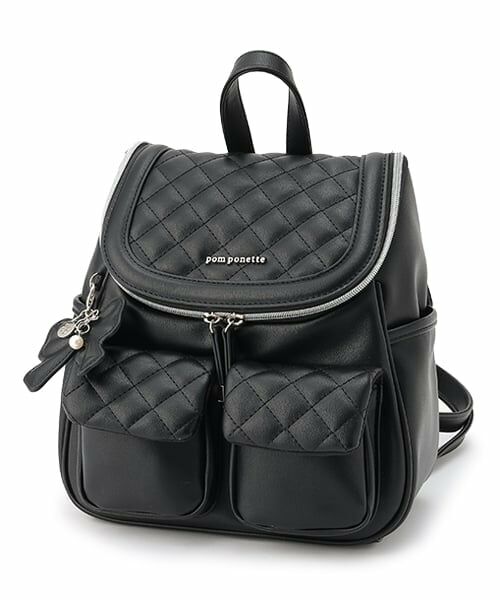 pom ponette junior / ポンポネット ジュニア リュック・バックパック | 【Cuugal掲載】リボンチャーム付きバケツ型リュック（黒）