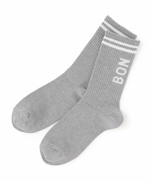 pom ponette junior / ポンポネット ジュニア ソックス | ライン入りリブクルーソックス（ライト グレー）