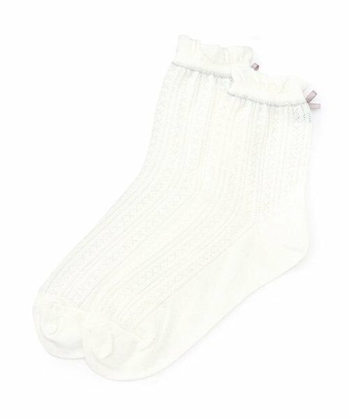 pom ponette junior / ポンポネット ジュニア ソックス | 後ろリボンクルーソックス（オフ ホワイト）