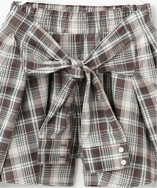 pom ponette junior / ポンポネット ジュニア ショート・ハーフ・半端丈パンツ | シャツ巻きチェックキュロット | 詳細4
