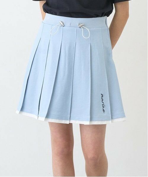 pom ponette junior / ポンポネット ジュニア ショート・ハーフ・半端丈パンツ | 【Cuugal掲載】カットデニムプリーツスカパン（ライト ブルー）