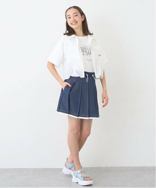 pom ponette junior / ポンポネット ジュニア ショート・ハーフ・半端丈パンツ | 【Cuugal掲載】カットデニムプリーツスカパン | 詳細24