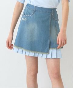 pom ponette junior / ポンポネット ジュニア ミニ・ひざ丈スカート | インナーパンツつきレイヤードデニムスカート