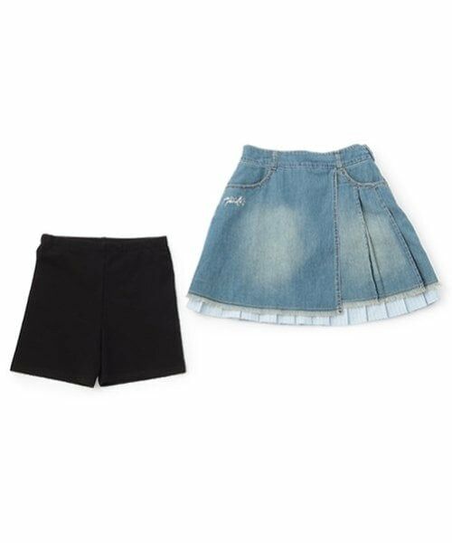 pom ponette junior / ポンポネット ジュニア ミニ・ひざ丈スカート | インナーパンツつきレイヤードデニムスカート | 詳細2