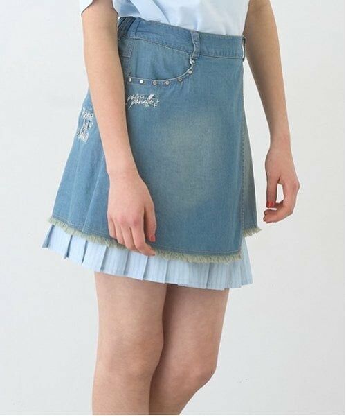 pom ponette junior / ポンポネット ジュニア ミニ・ひざ丈スカート | インナーパンツつきレイヤードデニムスカート | 詳細21