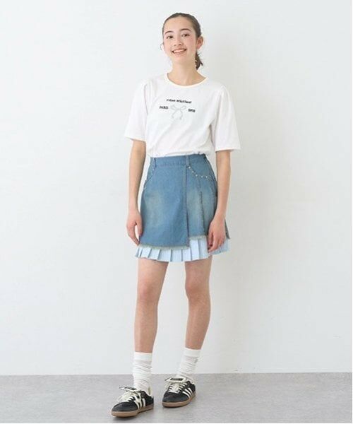 pom ponette junior / ポンポネット ジュニア ミニ・ひざ丈スカート | インナーパンツつきレイヤードデニムスカート | 詳細25