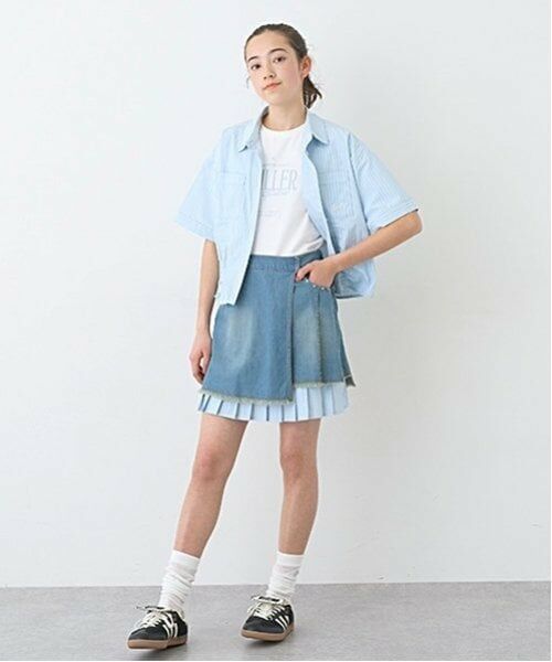 pom ponette junior / ポンポネット ジュニア ミニ・ひざ丈スカート | インナーパンツつきレイヤードデニムスカート | 詳細26