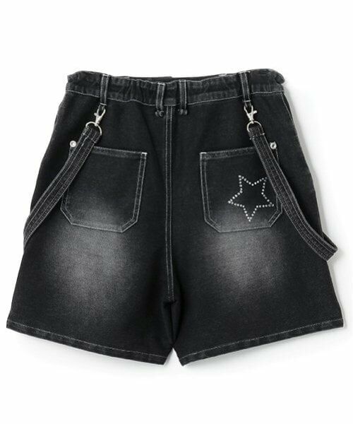 pom ponette junior / ポンポネット ジュニア ショート・ハーフ・半端丈パンツ | 【のびのび】サスペンダー風カットデニムショーパン | 詳細1