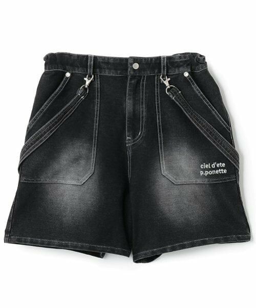 pom ponette junior / ポンポネット ジュニア ショート・ハーフ・半端丈パンツ | 【のびのび】サスペンダー風カットデニムショーパン | 詳細14