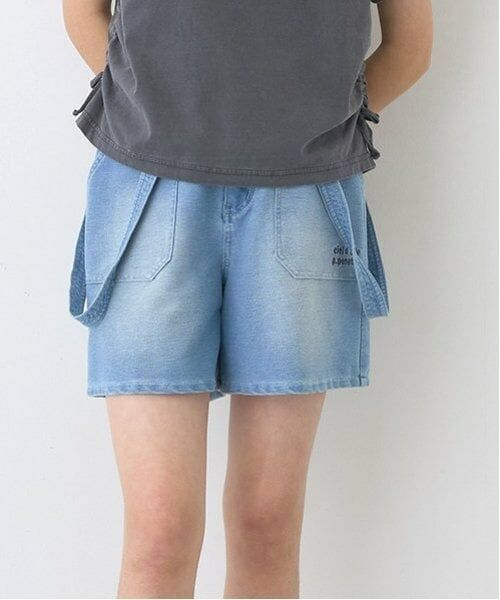 pom ponette junior / ポンポネット ジュニア ショート・ハーフ・半端丈パンツ | 【のびのび】サスペンダー風カットデニムショーパン | 詳細15