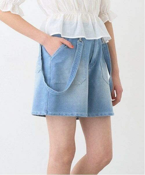 pom ponette junior / ポンポネット ジュニア ショート・ハーフ・半端丈パンツ | 【のびのび】サスペンダー風カットデニムショーパン | 詳細16