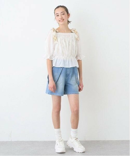 pom ponette junior / ポンポネット ジュニア ショート・ハーフ・半端丈パンツ | 【のびのび】サスペンダー風カットデニムショーパン | 詳細19