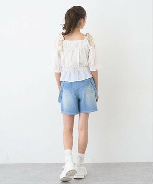 pom ponette junior / ポンポネット ジュニア ショート・ハーフ・半端丈パンツ | 【のびのび】サスペンダー風カットデニムショーパン | 詳細20