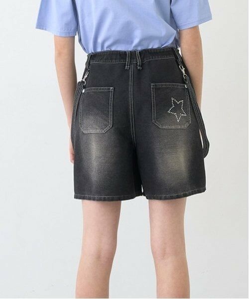 pom ponette junior / ポンポネット ジュニア ショート・ハーフ・半端丈パンツ | 【のびのび】サスペンダー風カットデニムショーパン | 詳細25